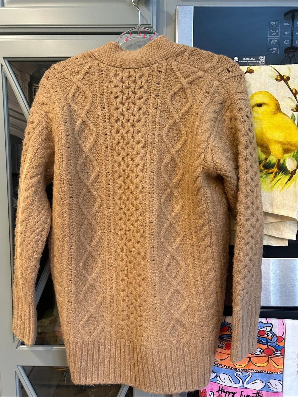J. Crew Camel Cable-Knit Alpaca Blend Oversized Cardigan Sweater XXS